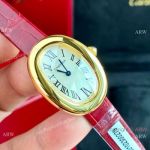 Copy Cartier Baignoire Sapphire Glass Watch Yellow Gold